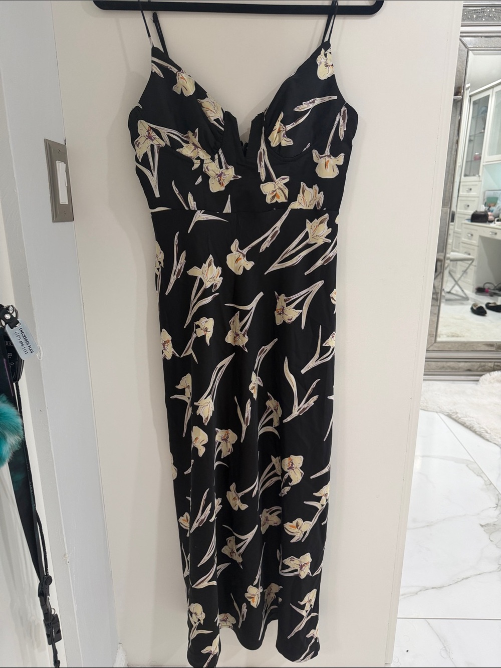 Selfie Leslie Black Floral Slip Dress